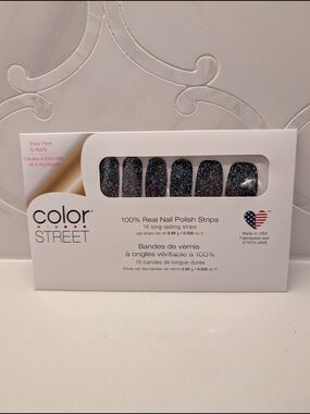Color Street Glitter Nail Polish Strips - Black with Multicolor Sparkle